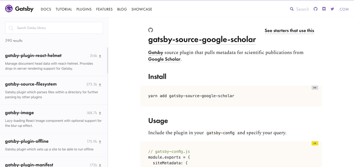gatsby-source-google-scholar on gatsbyjs.org